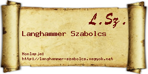 Langhammer Szabolcs névjegykártya